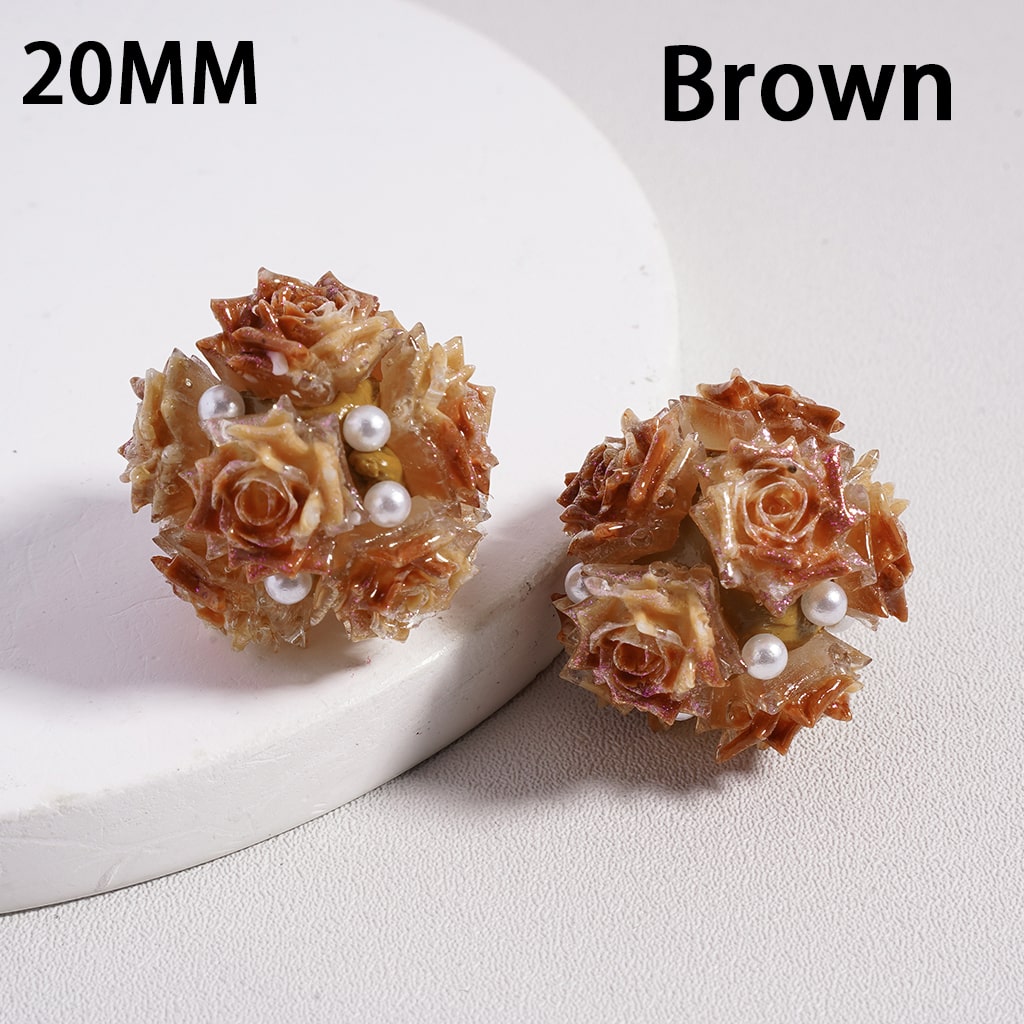Clay Beads Luminous Glitter Rose Flowers White Pearls, 20MM