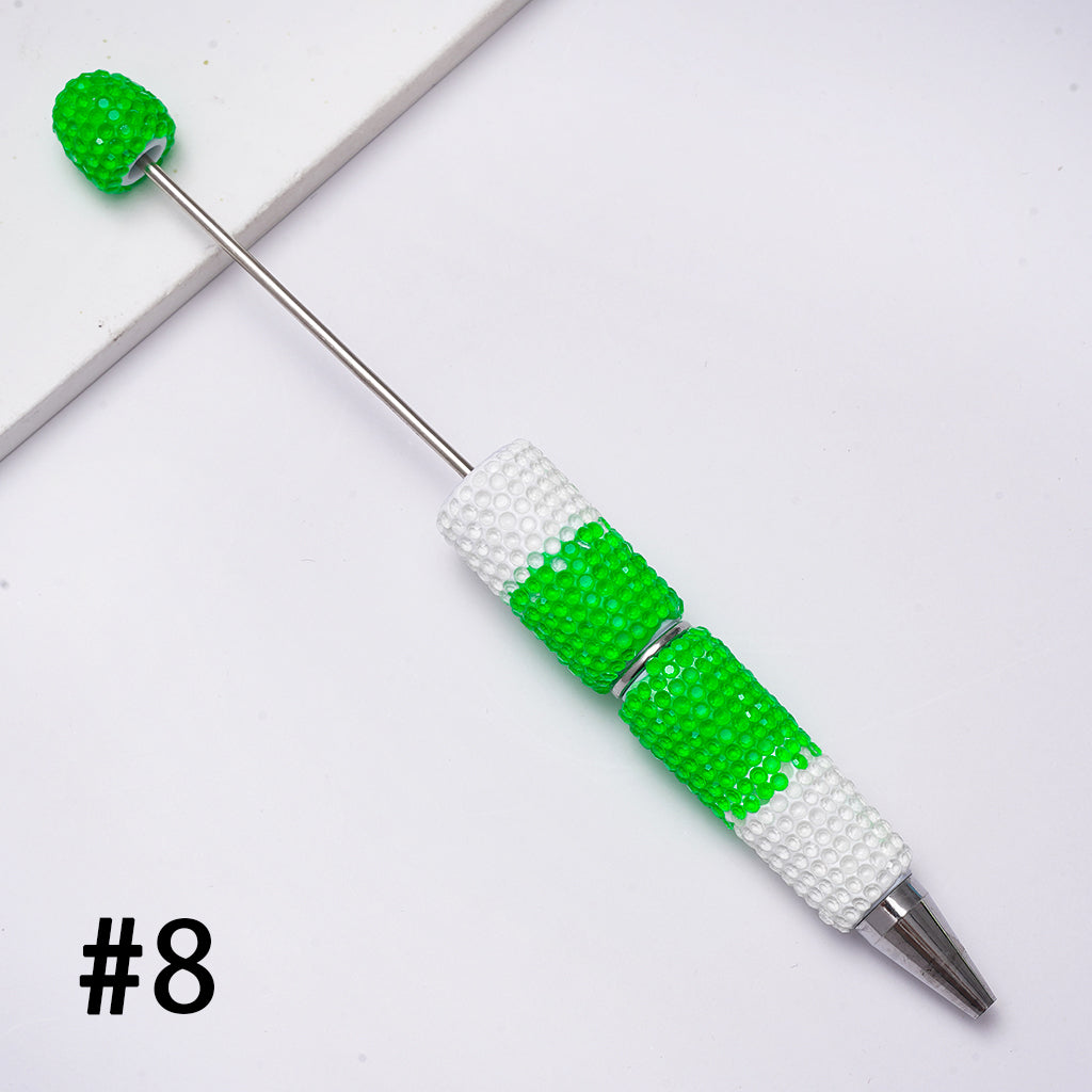 Beadable Clay Pens with Three Layers Colors Rhinestones Covered the Entire Pens, Neon Colors