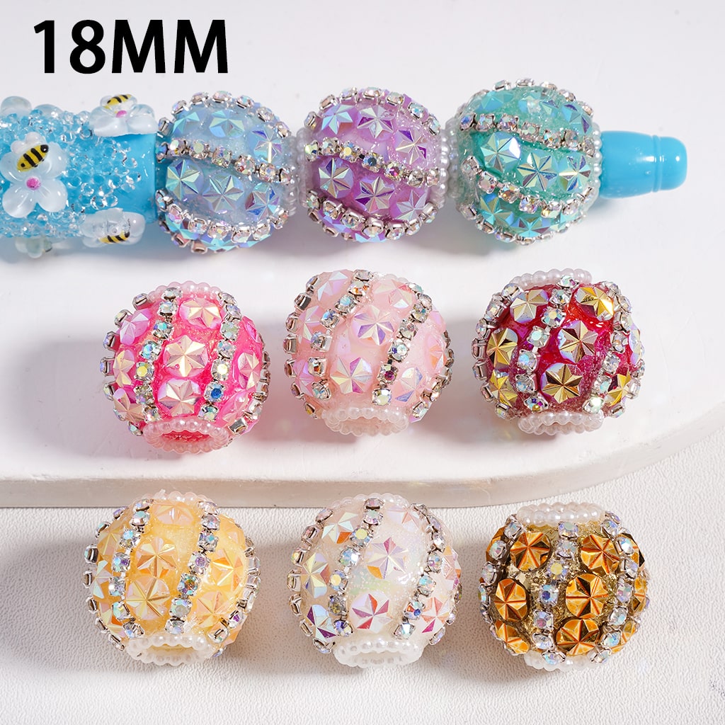 Acrylic Beads Shiny Flowers AB Rhinestones Chains Multi-Color 18MM