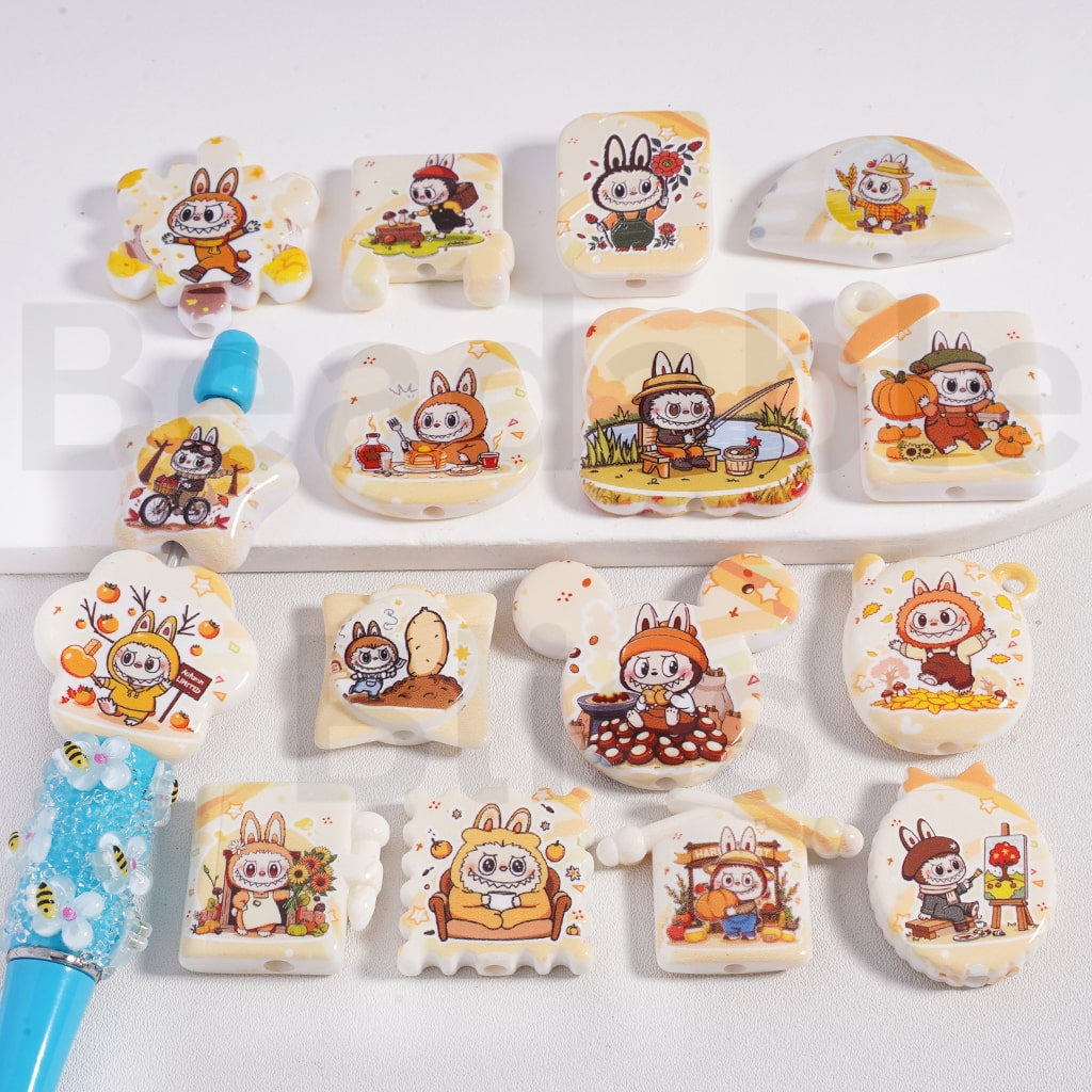 Acrylic Beads Pendants L-B-B & Autumn Series in Different Shapes, Random Mix