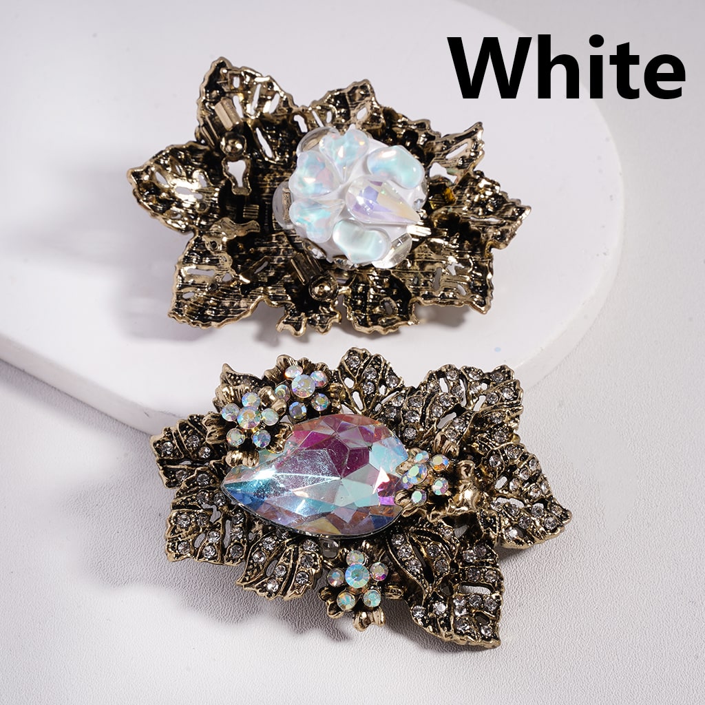 Fancy Alloy Leaves Flowers with Large Water Drop Rhinestone Cute Hearts Oval Pearls Mini Colorful Shiny Rhinestones Clay Beads, 66*49MM