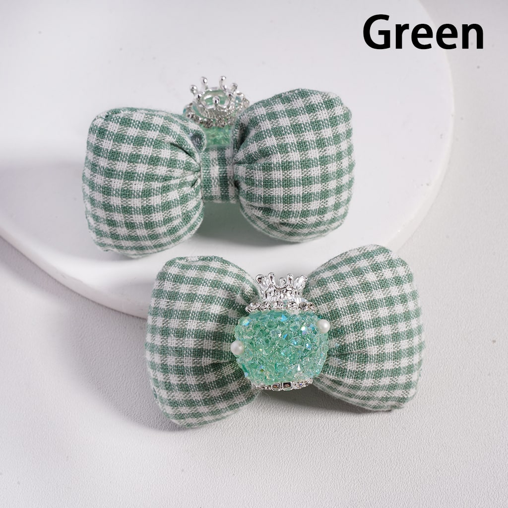 Sugar Acrylic Beads with Large Padded Checkered Bowknot Mini Silver Alloy Crown Clear Rhinestones Chains White Pearls
