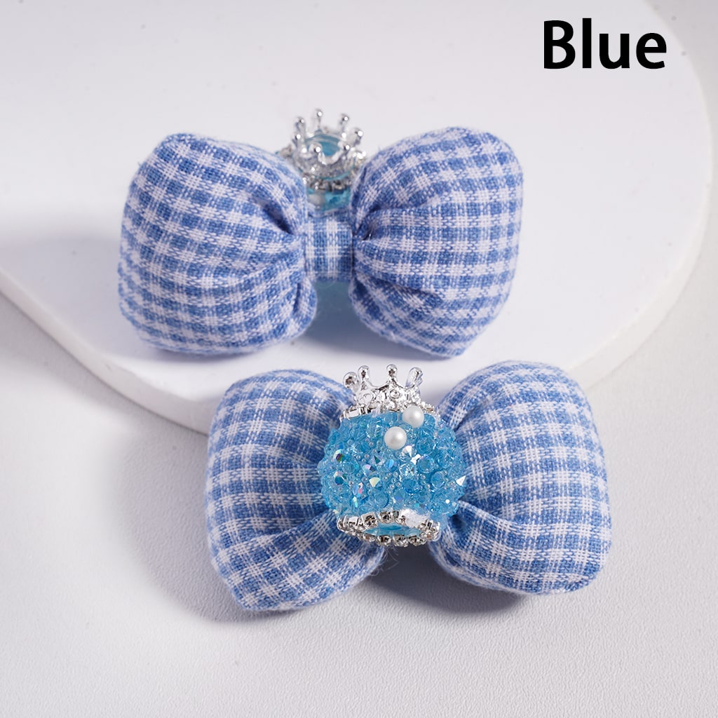 Sugar Acrylic Beads with Large Padded Checkered Bowknot Mini Silver Alloy Crown Clear Rhinestones Chains White Pearls