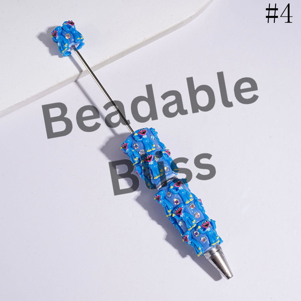 Beadable Clay Pens Villain Doll Character w Big Mouth & AB Rhinestones, Pink and Blue Series