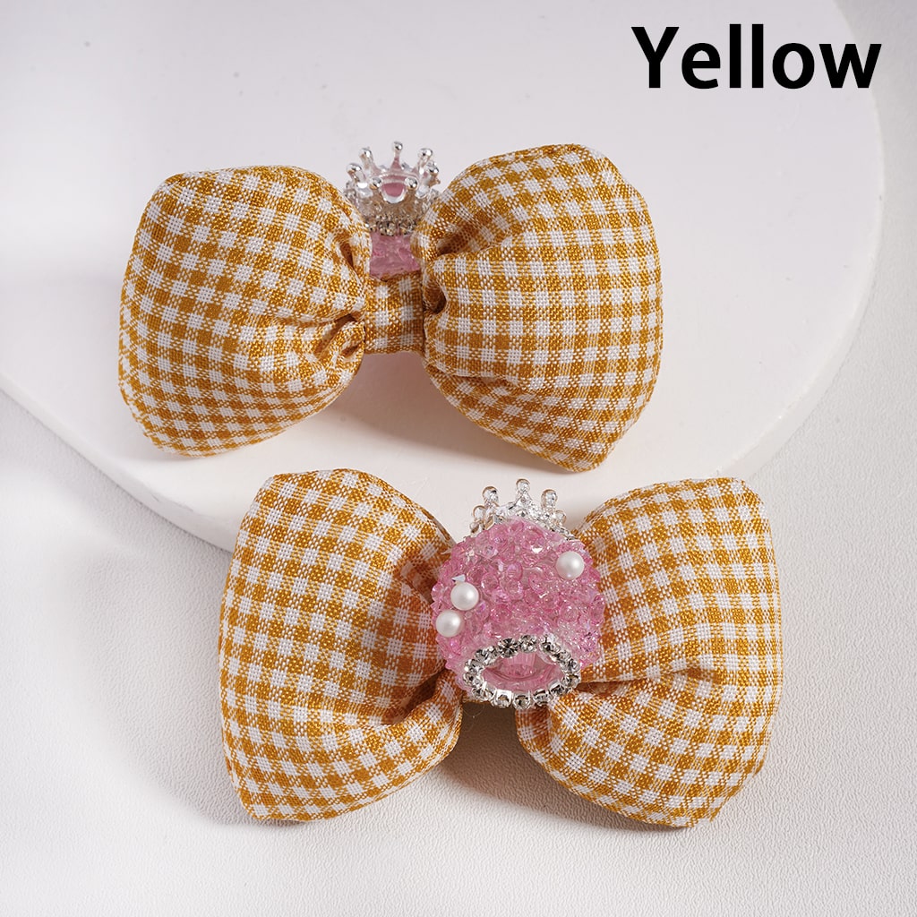 Sugar Acrylic Beads with Large Padded Checkered Bowknot Mini Silver Alloy Crown Clear Rhinestones Chains White Pearls