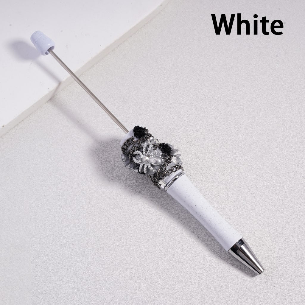 Beadable Pen with Cute Spider Flower Chains Clear Rhinestones Halloween
