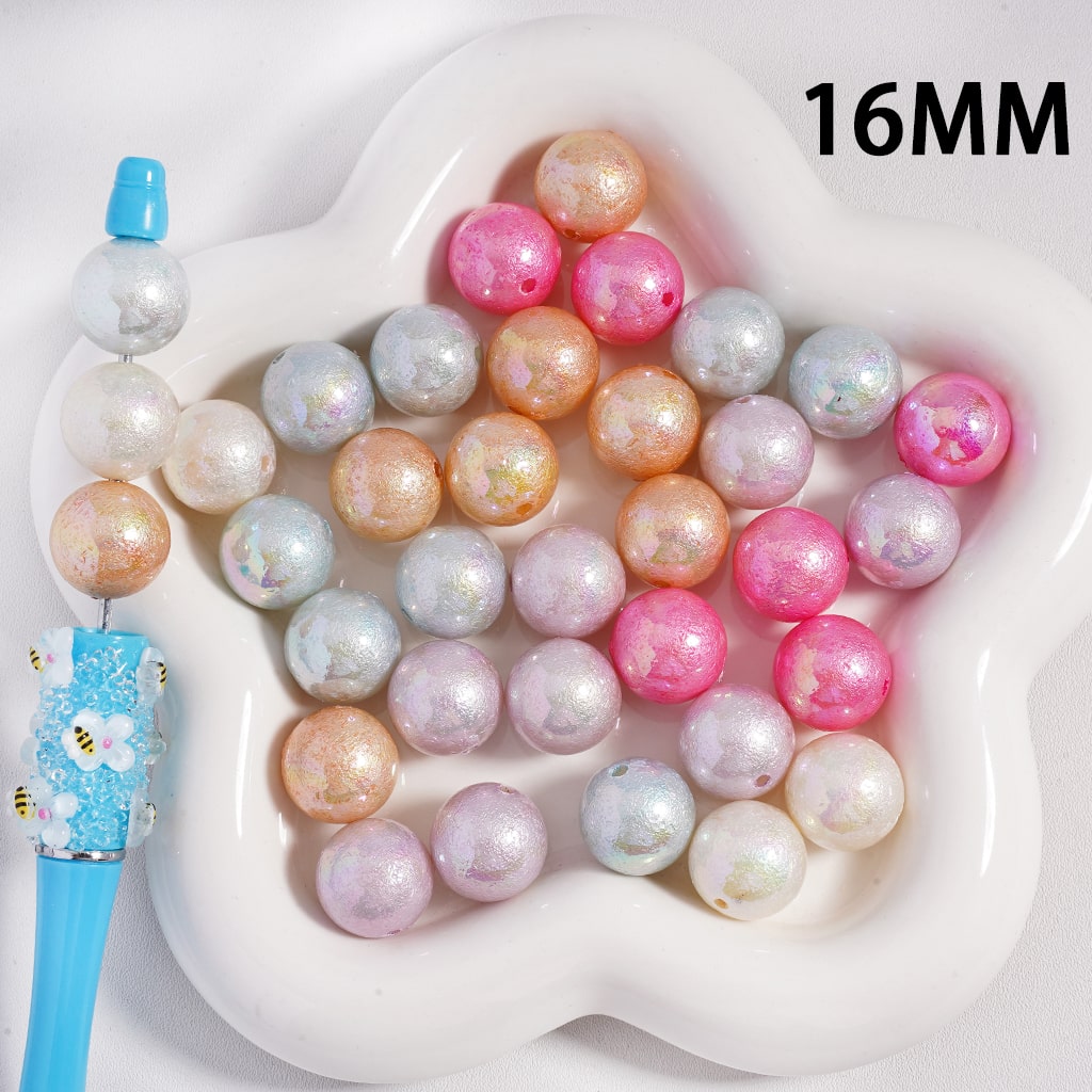 Acrylic Beads UV Coating Bumpy Effect, 16MM, Random Mix