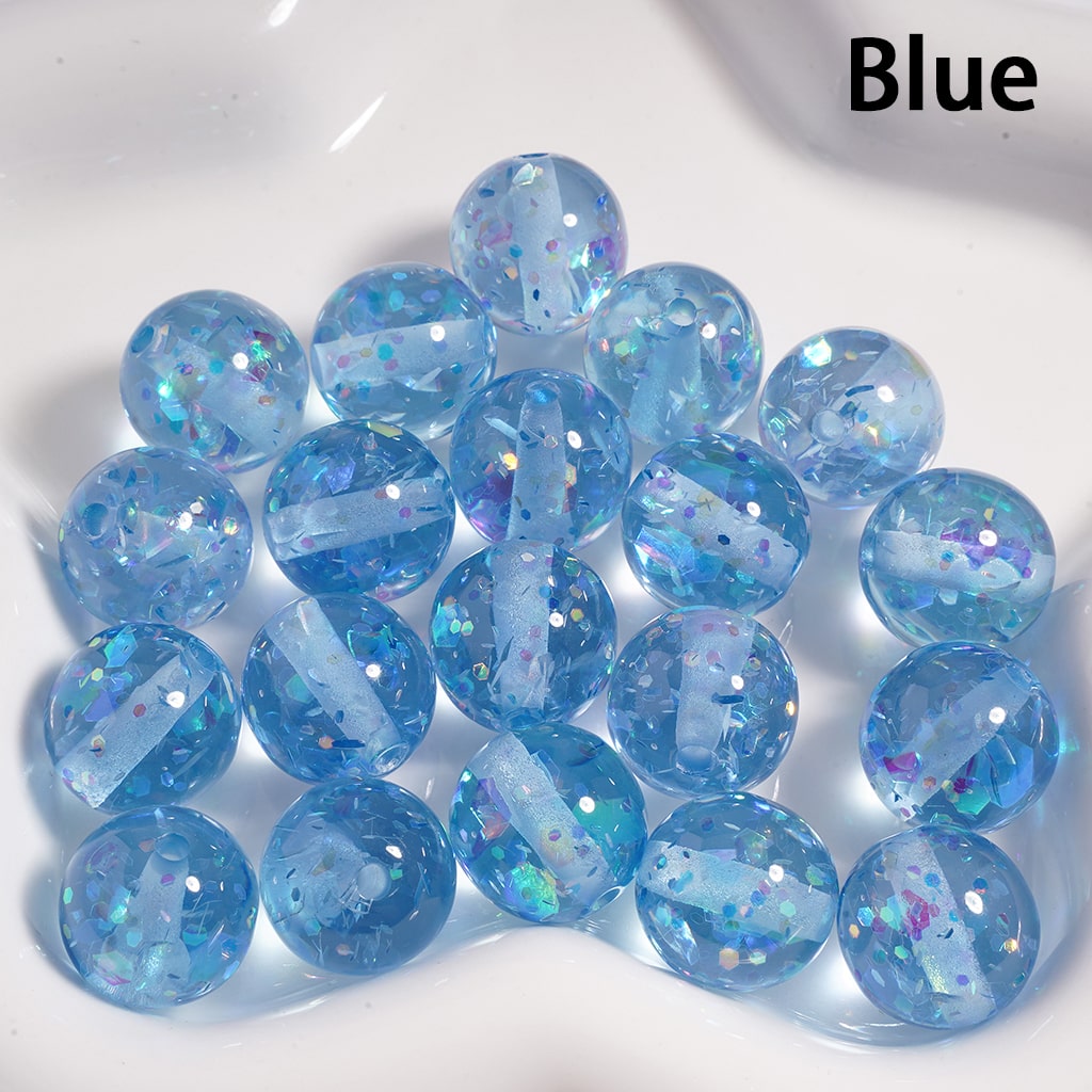 Acrylic Beads Laser Effect Shiny Flakes Inside, Translucent, 16MM (Single Color is available for 200pcs(Whole Bag) Only)