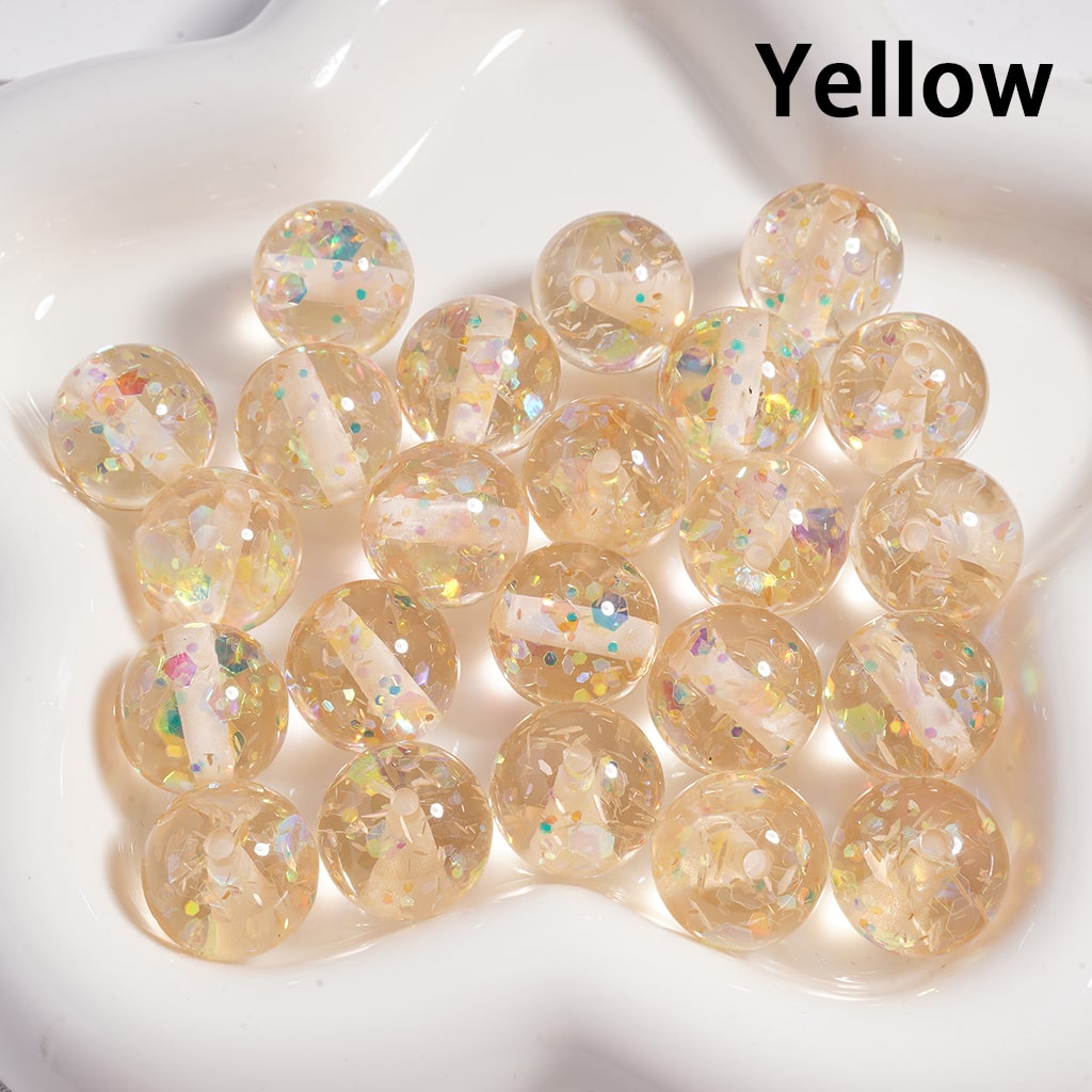 Acrylic Beads Laser Effect Shiny Flakes Inside, Translucent, 16MM (Single Color is available for 200pcs(Whole Bag) Only)