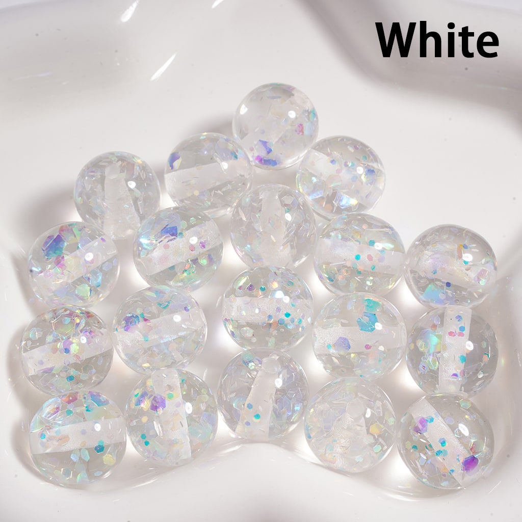 Acrylic Beads Laser Effect Shiny Flakes Inside, Translucent, 16MM (Single Color is available for 200pcs(Whole Bag) Only)