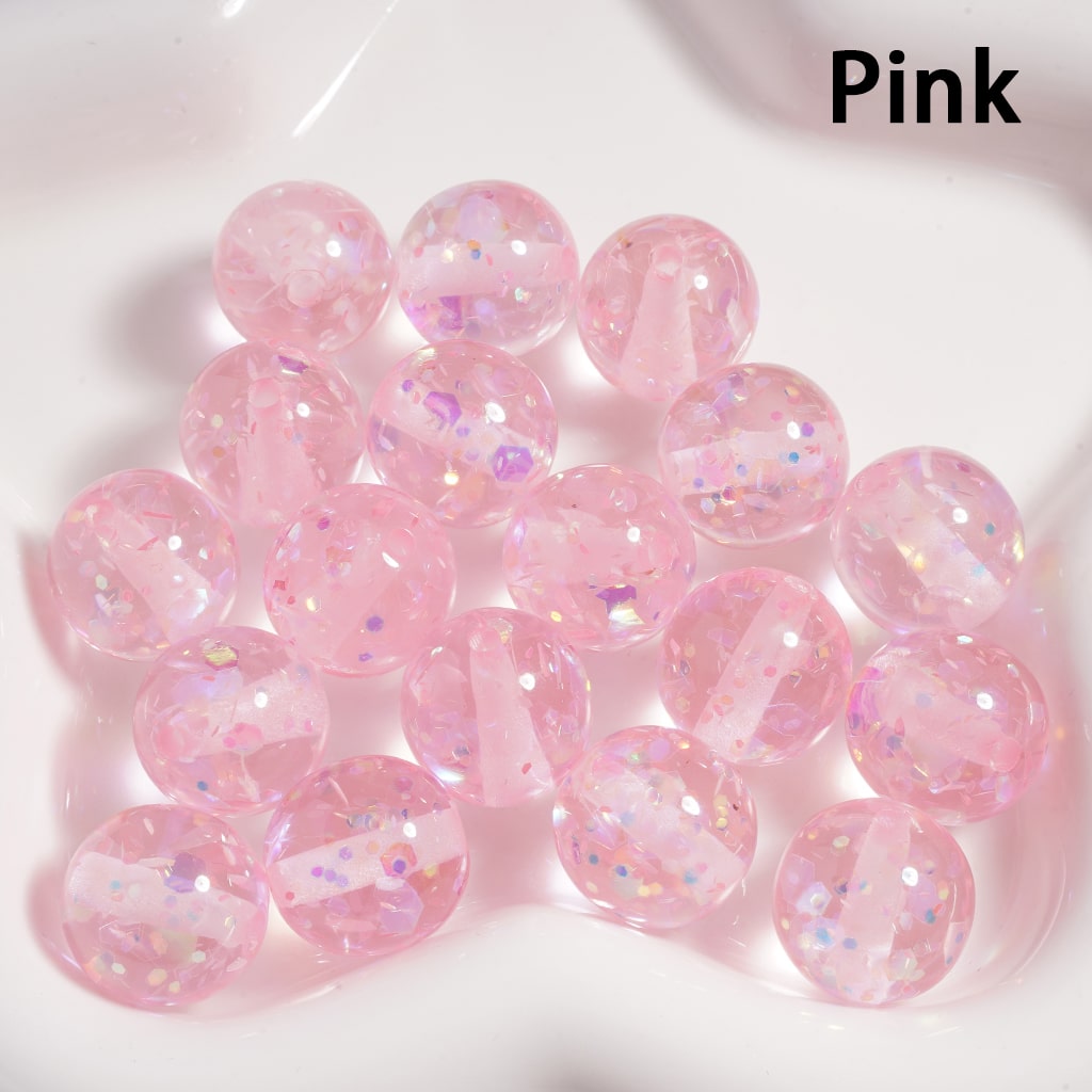 Acrylic Beads Laser Effect Shiny Flakes Inside, Translucent, 16MM (Single Color is available for 200pcs(Whole Bag) Only)