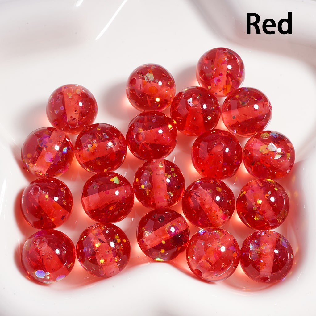 Acrylic Beads Laser Effect Shiny Flakes Inside, Translucent, 16MM (Single Color is available for 200pcs(Whole Bag) Only)