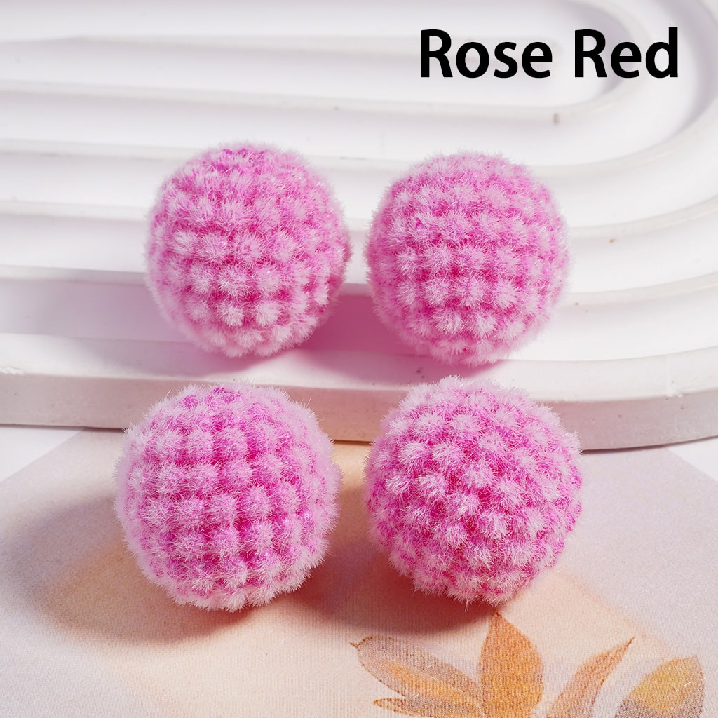 Acrylic Beads Flocked Round Ball Waxberry Bubble Solid Color, 20MM (Single Color is available for 100pcs(Whole Bag) Only)