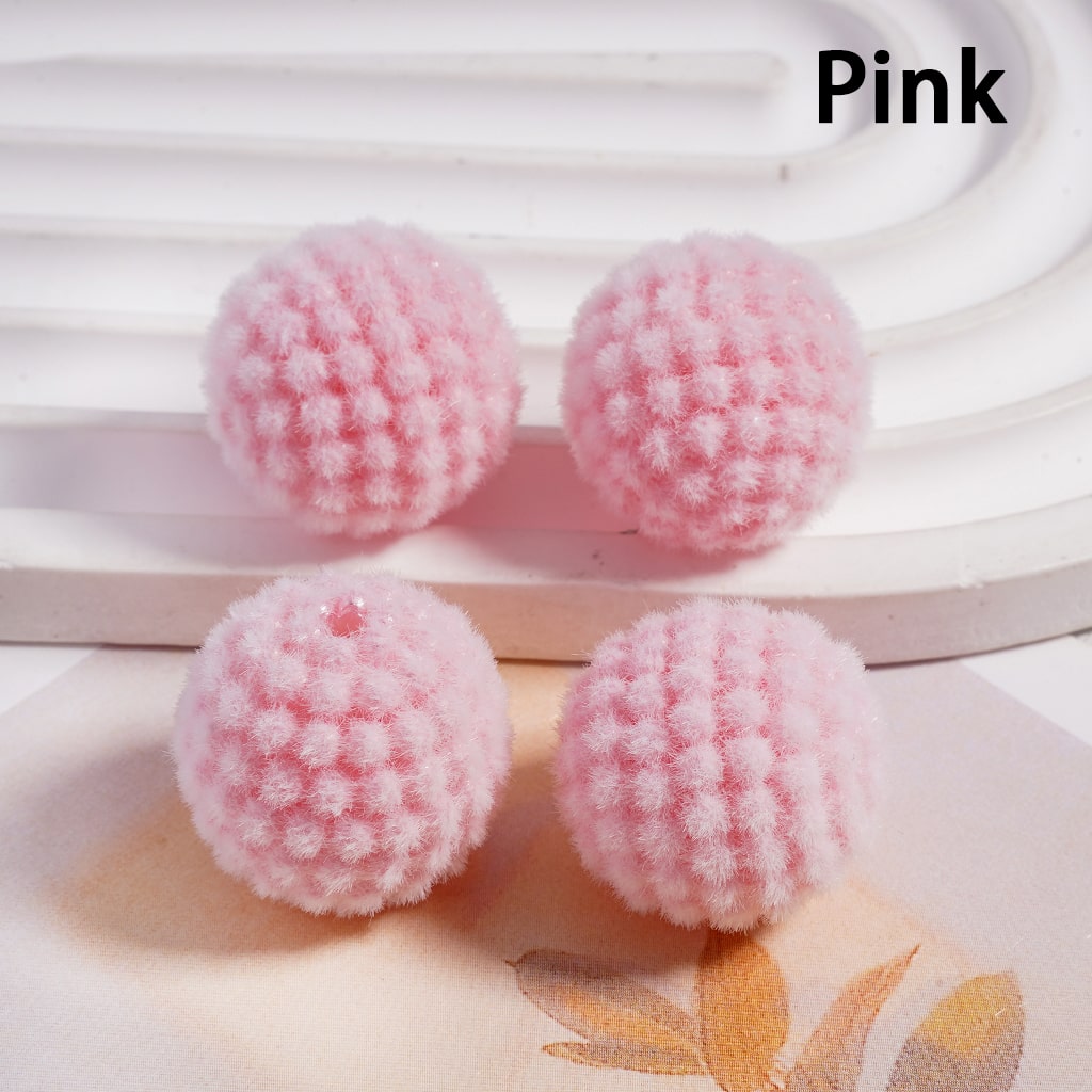 Acrylic Beads Flocked Round Ball Waxberry Bubble Solid Color, 20MM (Single Color is available for 100pcs(Whole Bag) Only)