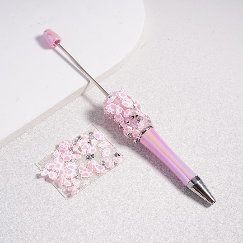 DIY Bling Bling Wraps Tapes with Cute Pink Paw Prints Clear Cone Shape Rhinestones for Pen, Around 40*28MM, (78pcs in 1 Sheet), Please Read the Description