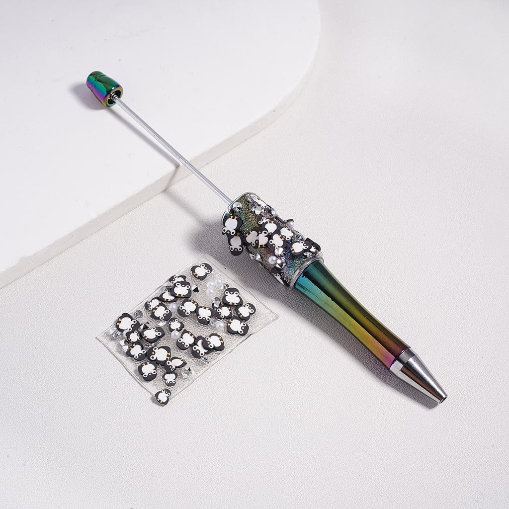 DIY Bling Bling Wraps Tapes with Cute Penguins White Pearls Clear Cone Shape Rhinestones for Pen, Around 40*28MM, (78pcs in 1 Sheet), Please Read the Description