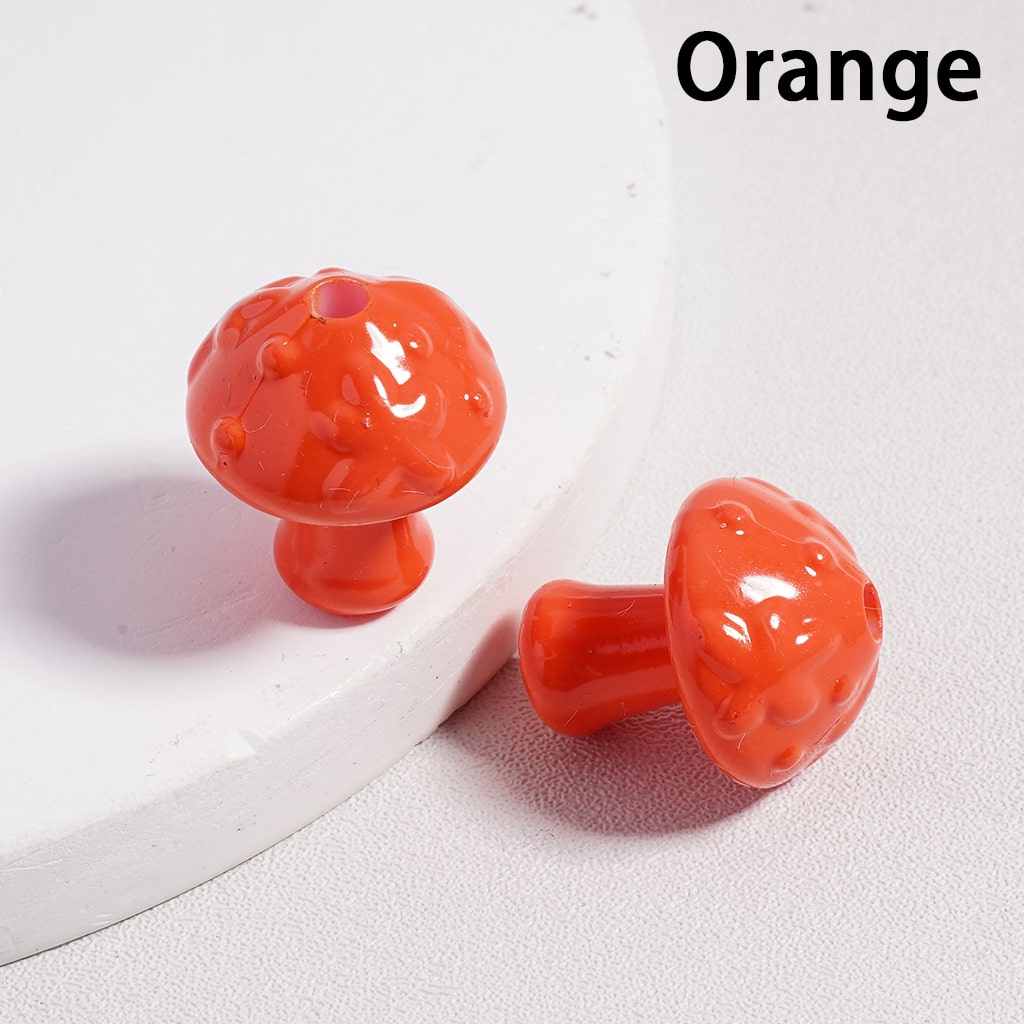 Acrylic Beads Cute Mushroom in Solid Color, 18MM Height (with Stoving Varnish Process) (Single Color is available for 200pcs(Whole Bag) Only)