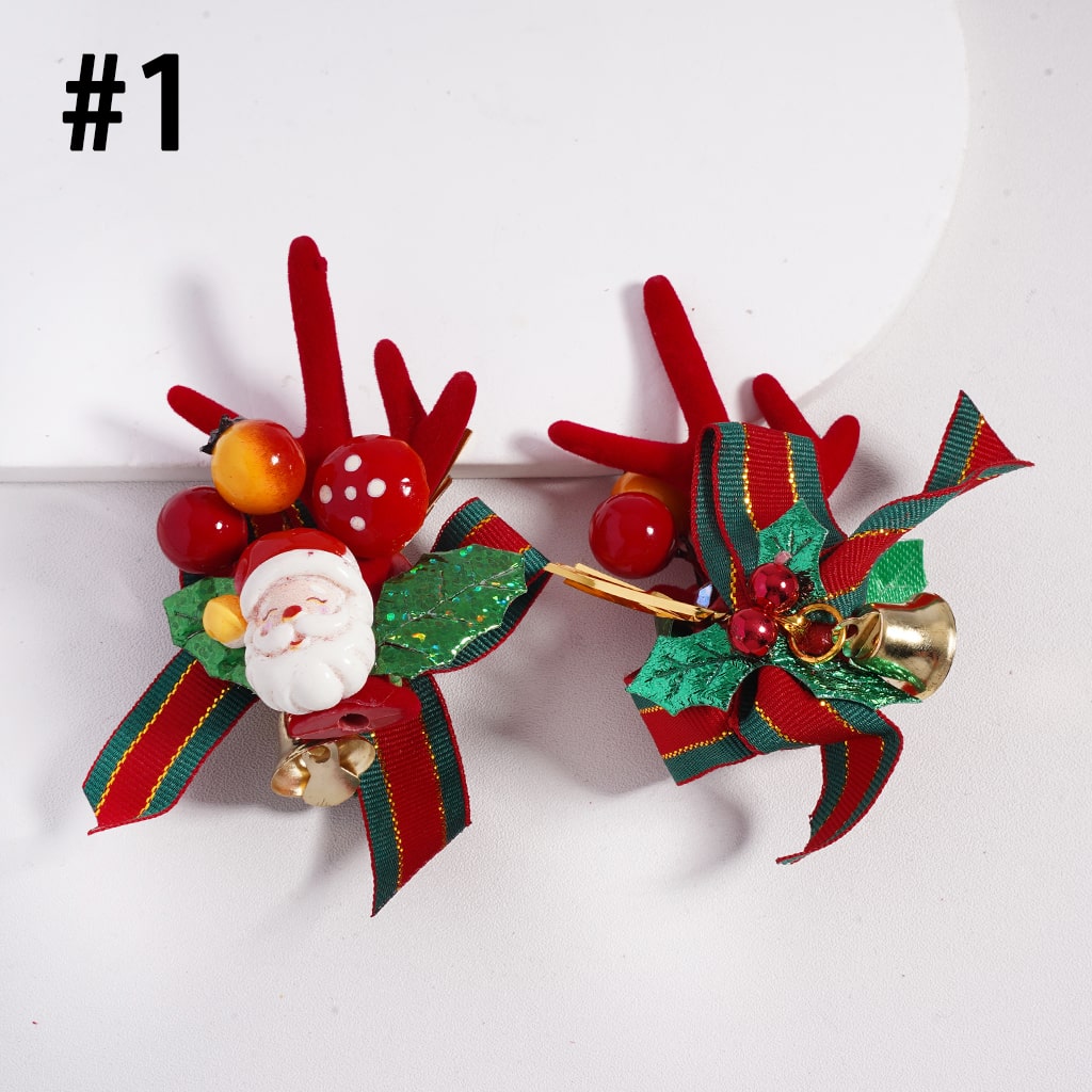 Christmas Series Jewelry Accessories Cute Deer Horn Bowknot Bells Father Christmas House Elk Tree Snowman Gloves Mushroom Pine Corn Snowflakes Shiny Rhinestones Clay Beads