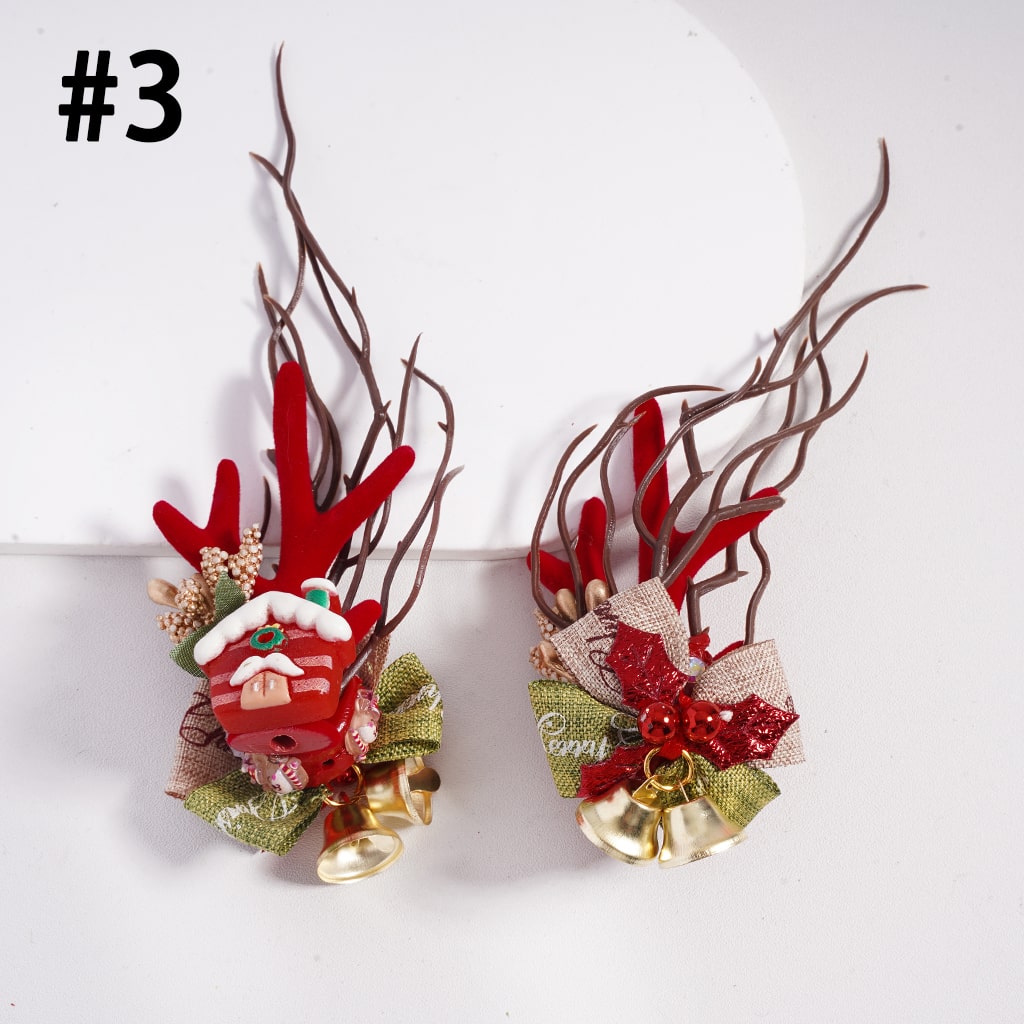 Christmas Series Jewelry Accessories Cute Deer Horn Bowknot Bells Father Christmas House Elk Tree Snowman Gloves Mushroom Pine Corn Snowflakes Shiny Rhinestones Clay Beads