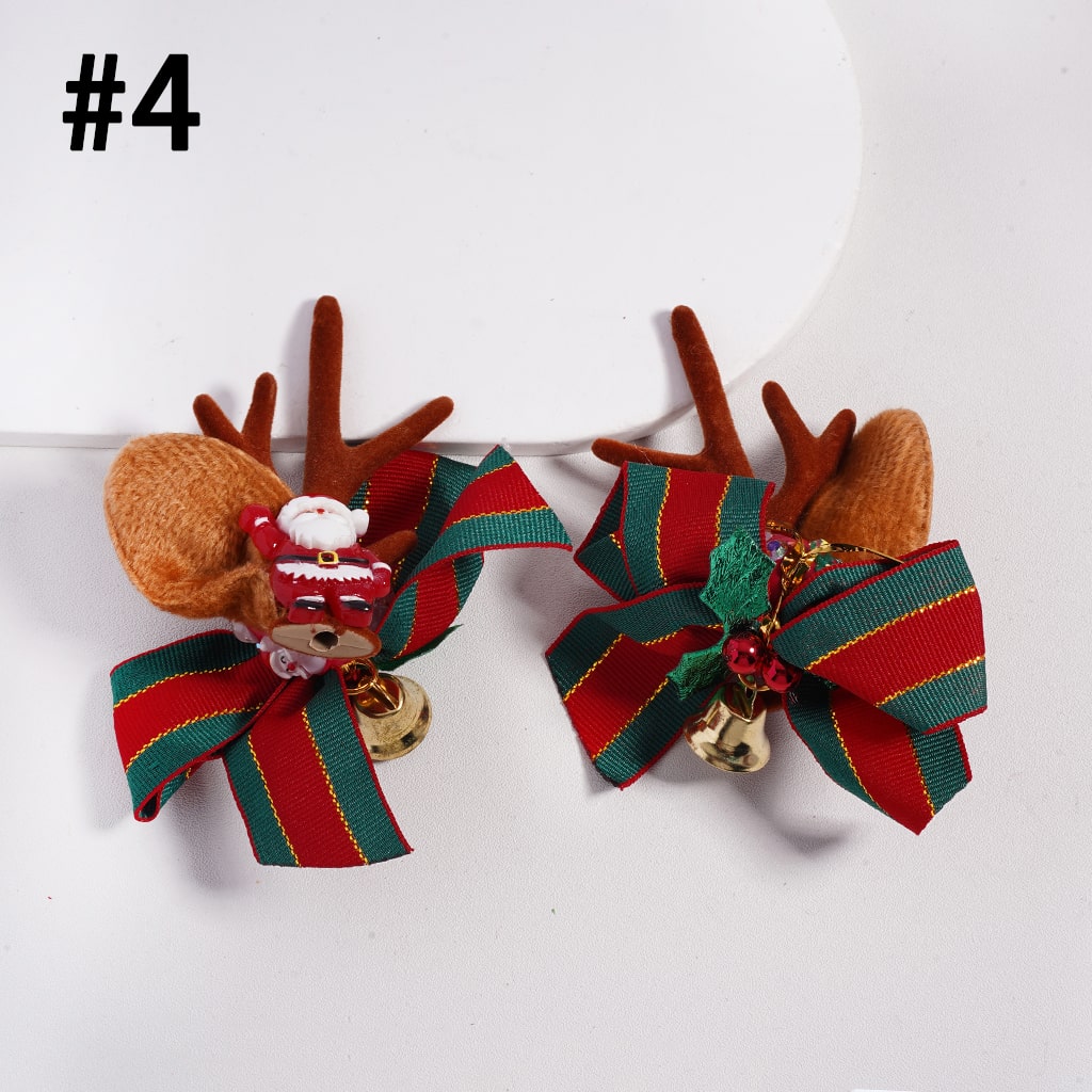 Christmas Series Jewelry Accessories Cute Deer Horn Bowknot Bells Father Christmas House Elk Tree Snowman Gloves Mushroom Pine Corn Snowflakes Shiny Rhinestones Clay Beads