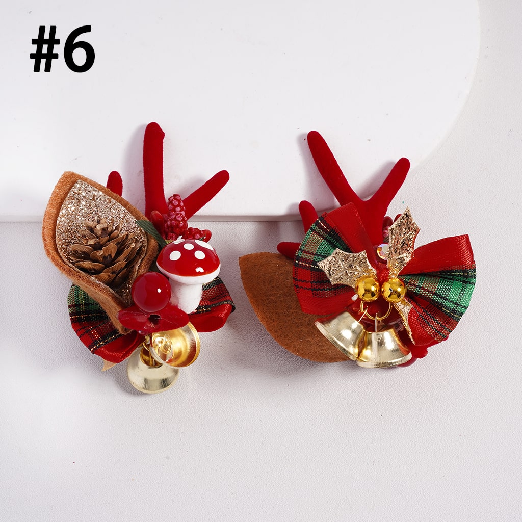 Christmas Series Jewelry Accessories Cute Deer Horn Bowknot Bells Father Christmas House Elk Tree Snowman Gloves Mushroom Pine Corn Snowflakes Shiny Rhinestones Clay Beads