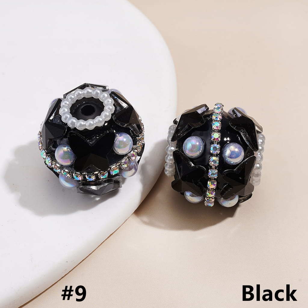 Acrylic Beads with Butterfly Rhinestones and AB Rhinestone Chains, White Pearls, 20MM, Random Mix