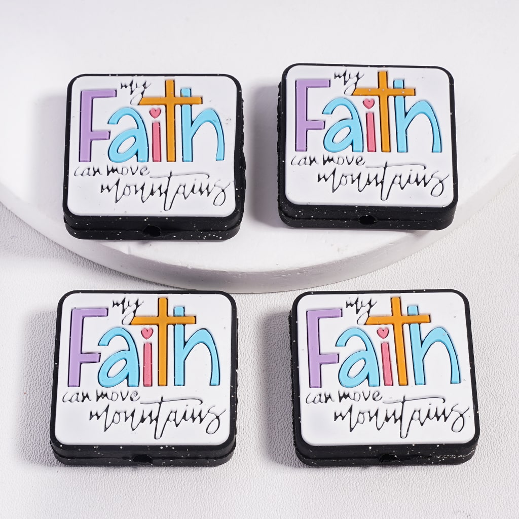 Silicone Focal Beads My Faith Can Move Mountains Girl Read Your Bible