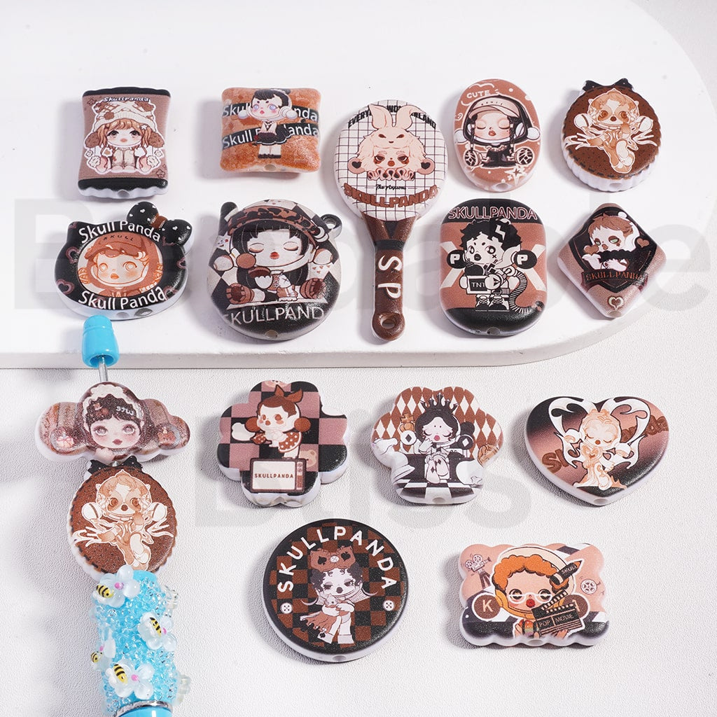 Acrylic Beads Pendants Cute Girl Skullpand Pop Mar Series Mix