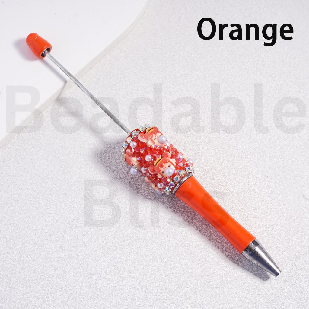 Beadable Clay Pen Pop Mar Moll Series White Pearls AB & Cone Shape Rhinestones in Solid Color