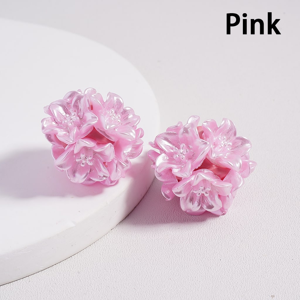 Clay Beads Shiny Flowers with Stamen, Multi-Color, Around 20-25MM