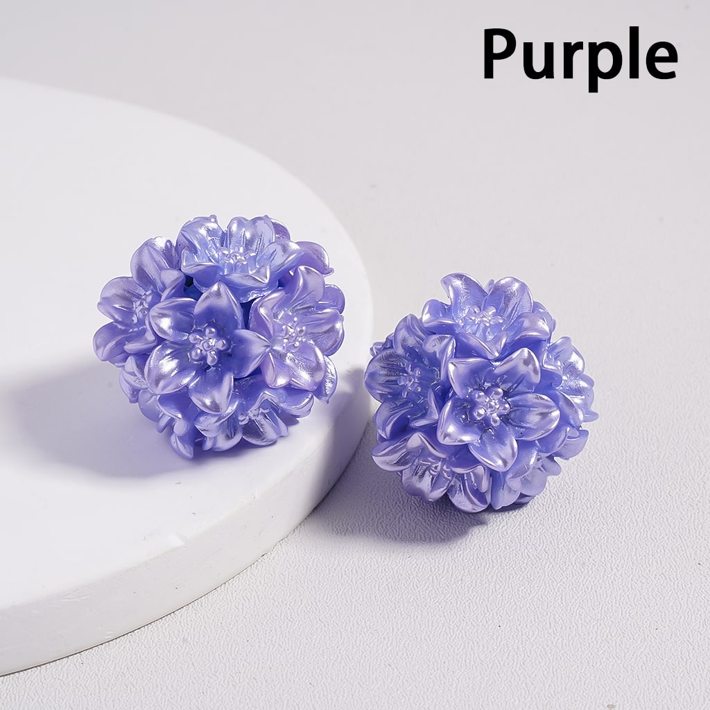 Clay Beads Shiny Flowers with Stamen, Multi-Color, Around 20-25MM