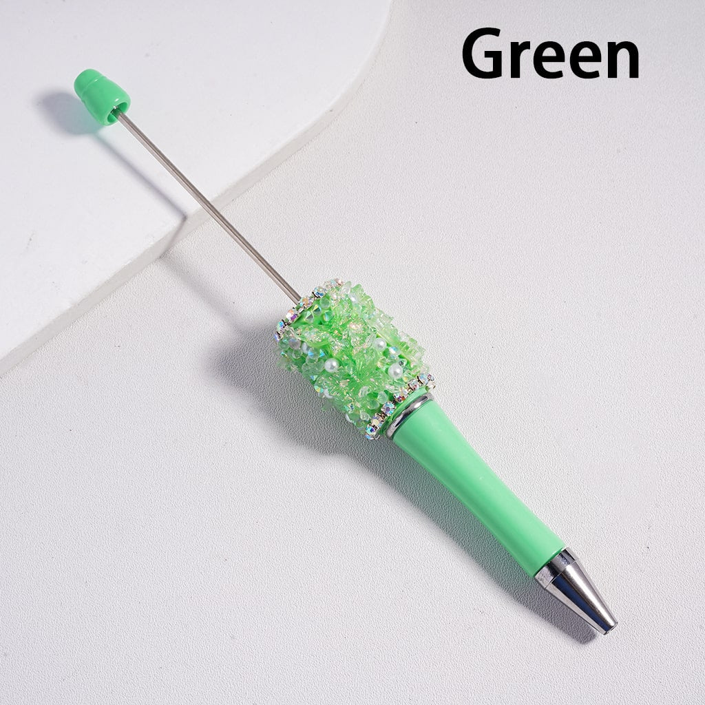 Beadable Clay Pen with Cute Shiny Butterflies AB & Cone Shape Rhinestones White Pearls in Solid Color