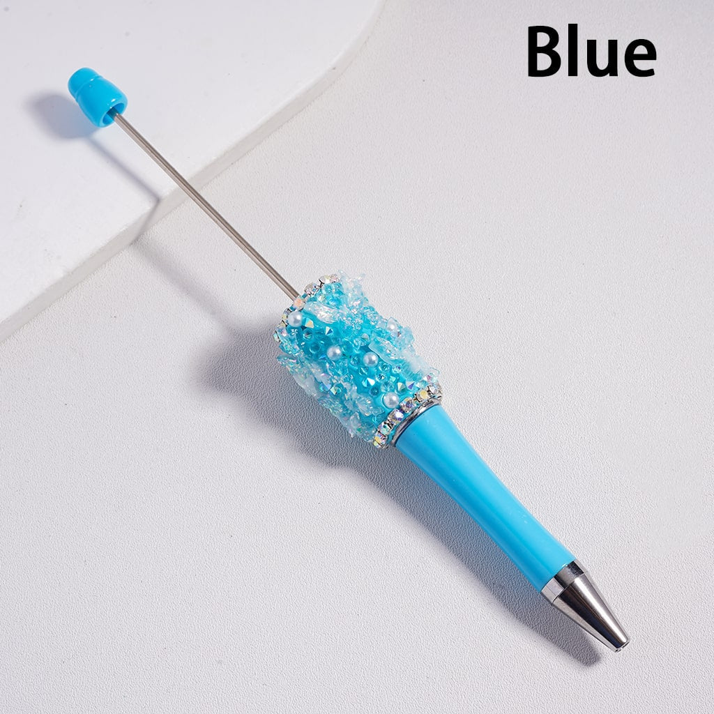 Beadable Clay Pen with Cute Shiny Butterflies AB & Cone Shape Rhinestones White Pearls in Solid Color