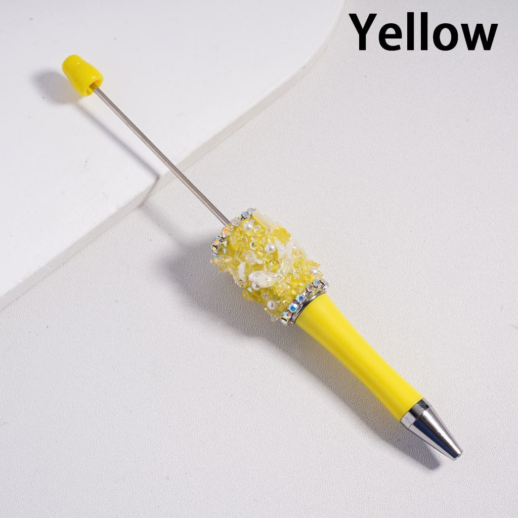 Beadable Clay Pen with Cute Shiny Butterflies AB & Cone Shape Rhinestones White Pearls in Solid Color
