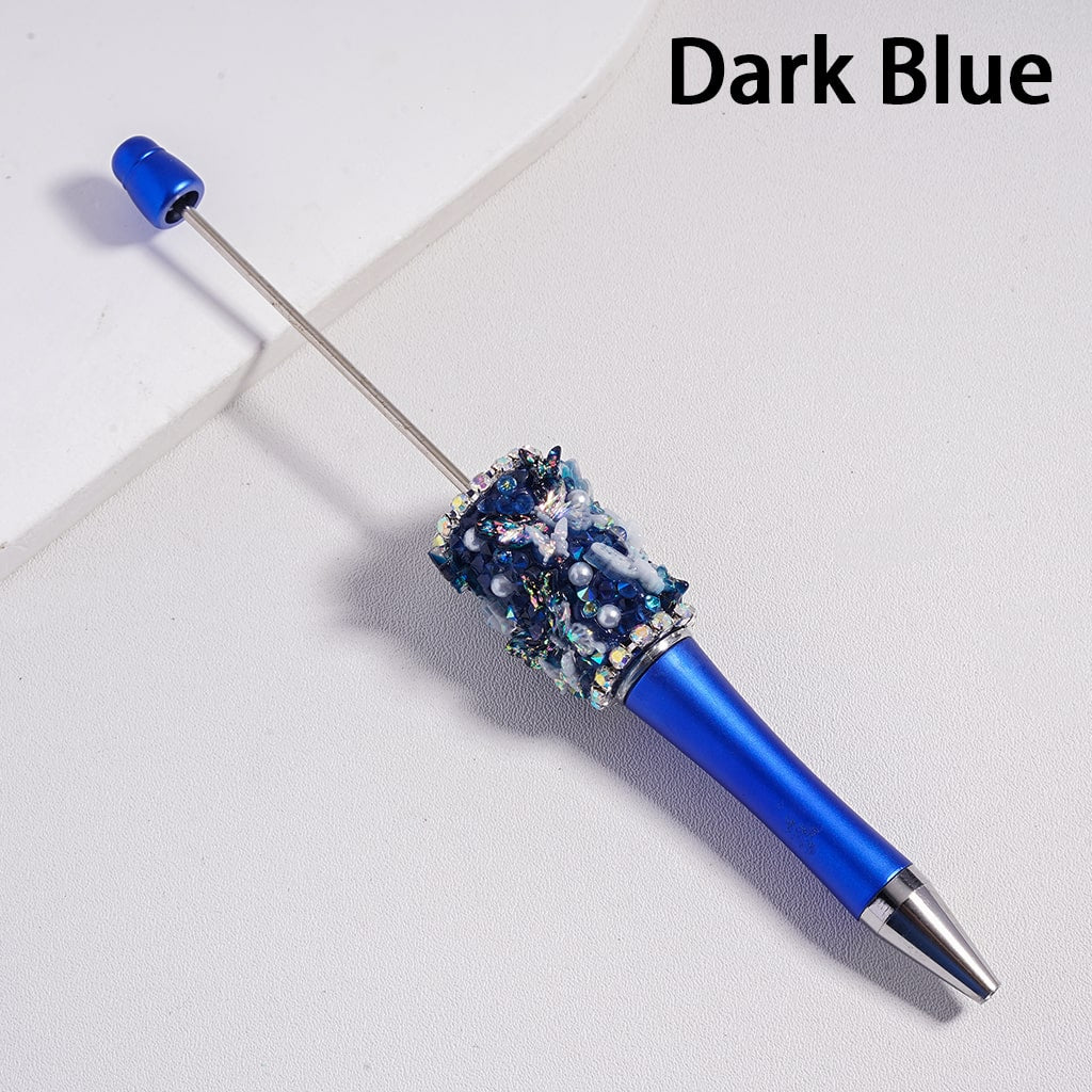 Beadable Clay Pen with Cute Shiny Butterflies AB & Cone Shape Rhinestones White Pearls in Solid Color