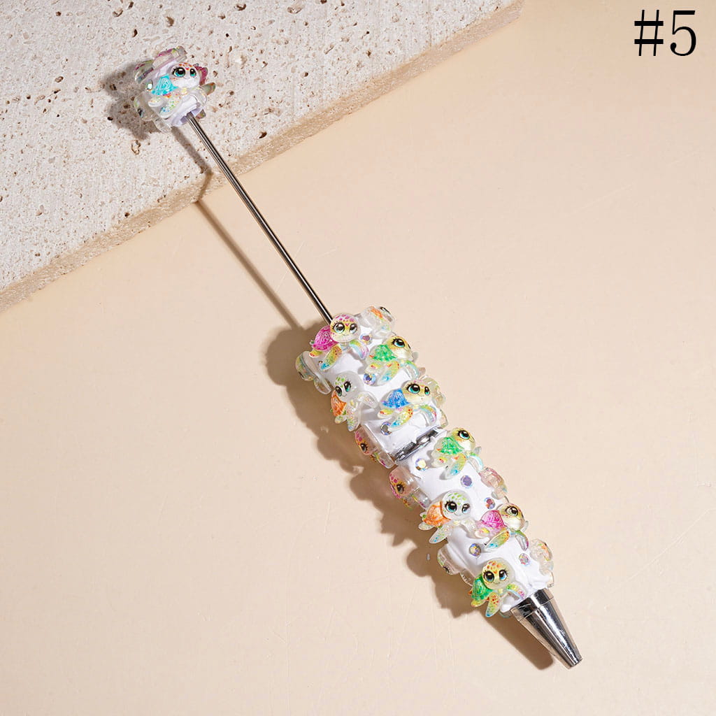 Beadable Clay Pens Colorful Turtle Series and AB Rhinestone, Multi-Color
