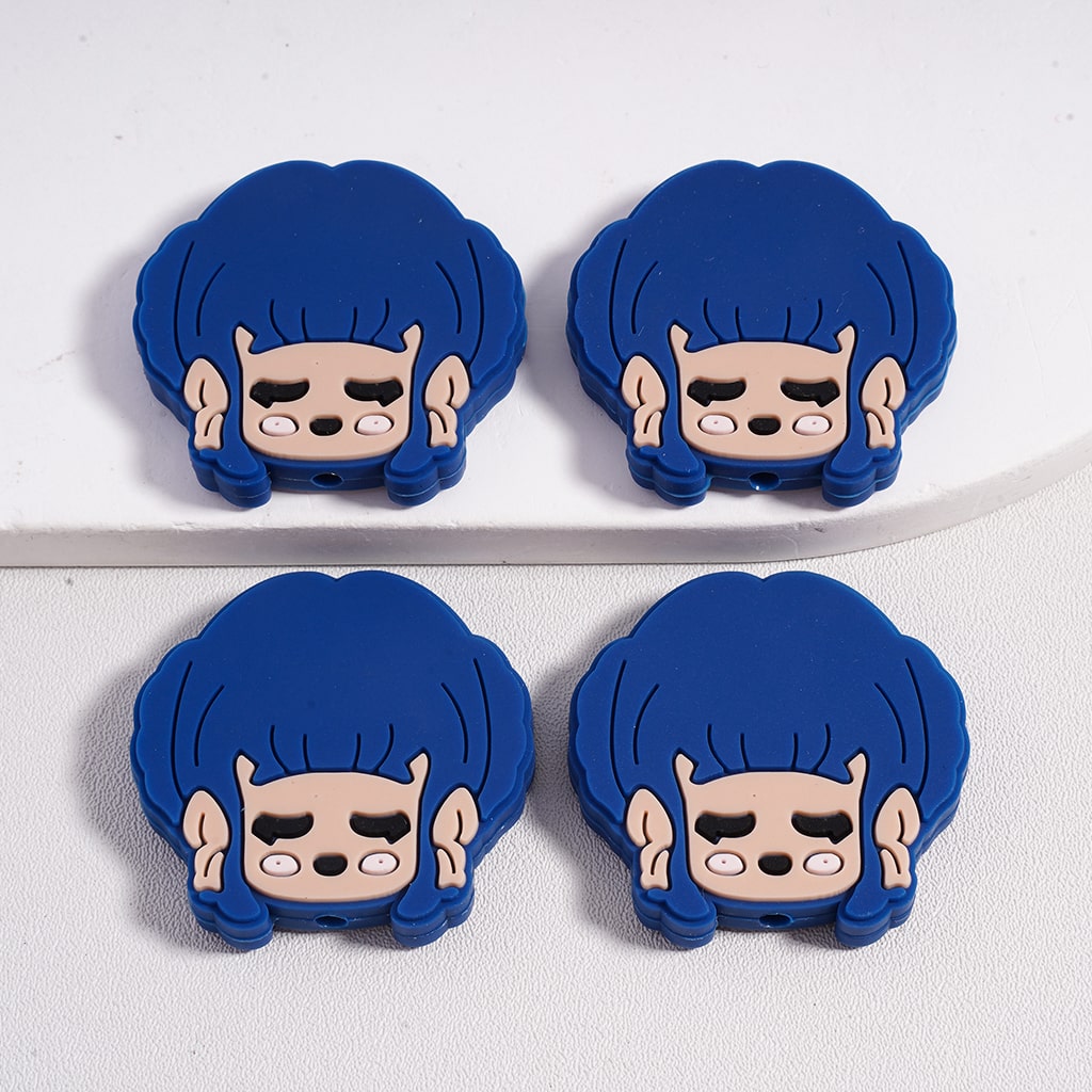 Silicone Focal Beads Cute Fashion Girls with Different Colors Hair