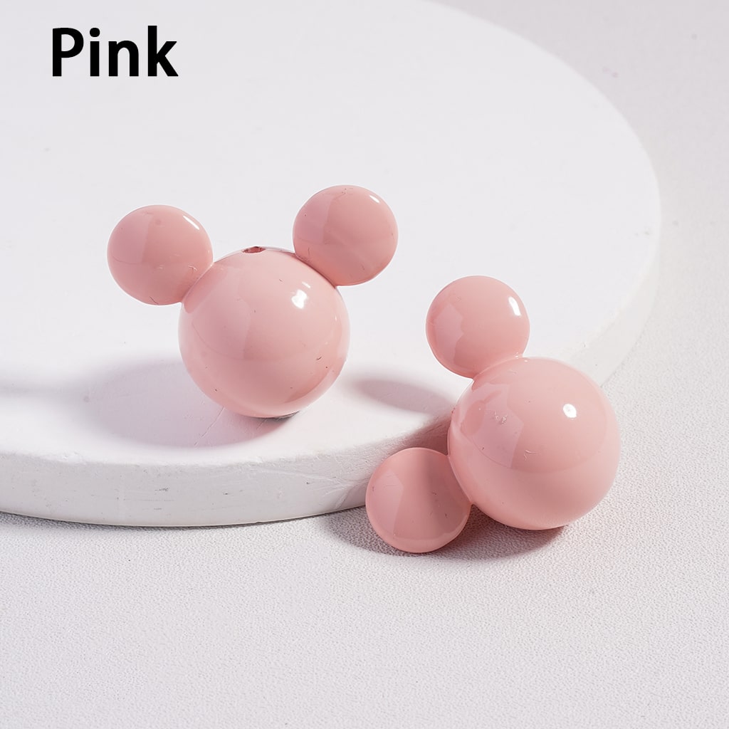 Acrylic Beads Stoving Varnish Shiny Micke Mouse Head, Multi-Color, 23*30MM (Can't Used for Pen)