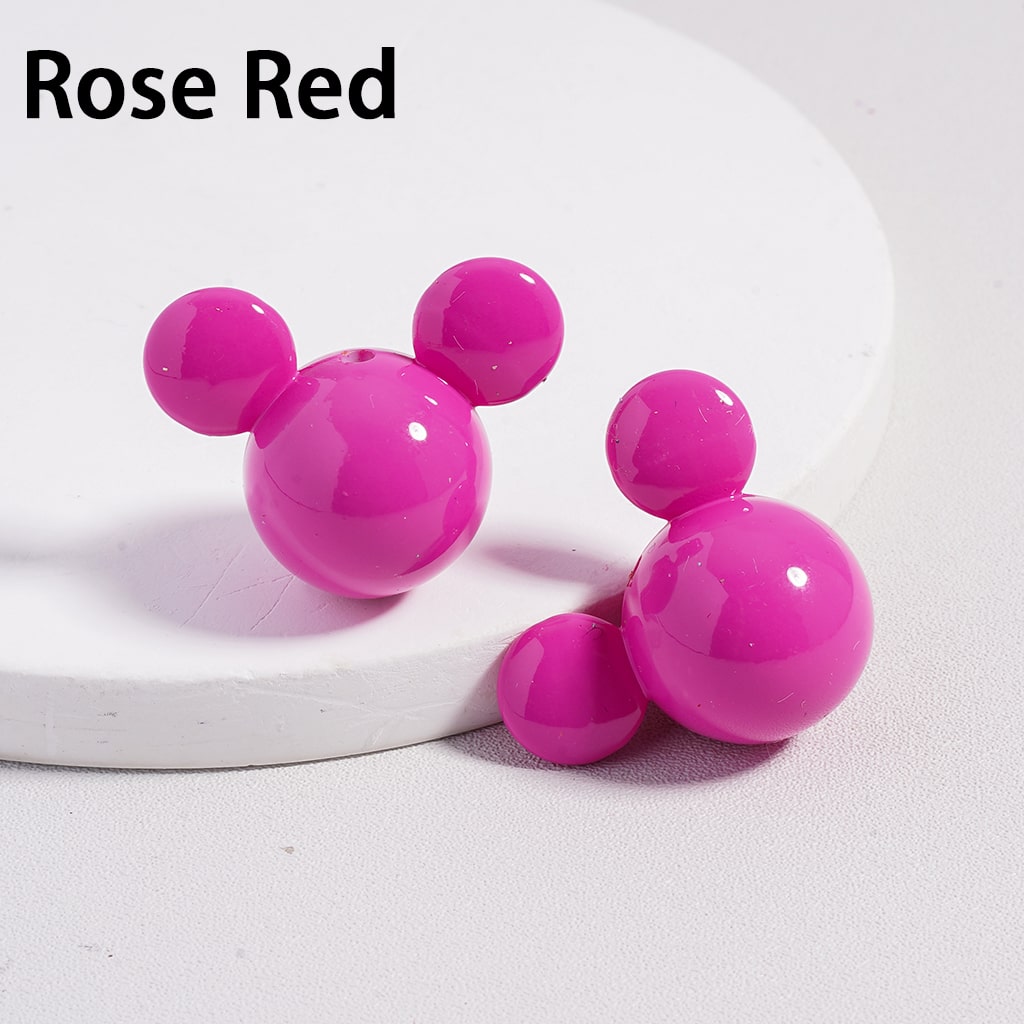Acrylic Beads Stoving Varnish Shiny Micke Mouse Head, Multi-Color, 23*30MM (Can't Used for Pen)