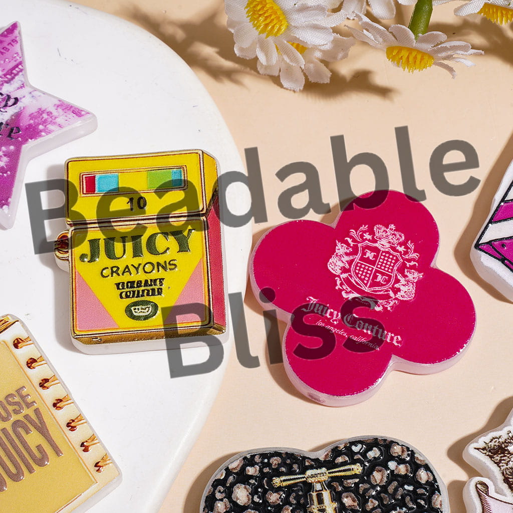 Y2K Vintage Glam Acrylic Beads, Retro Crayon Box Notebook Perfume Clapper Board Series, Random Mix