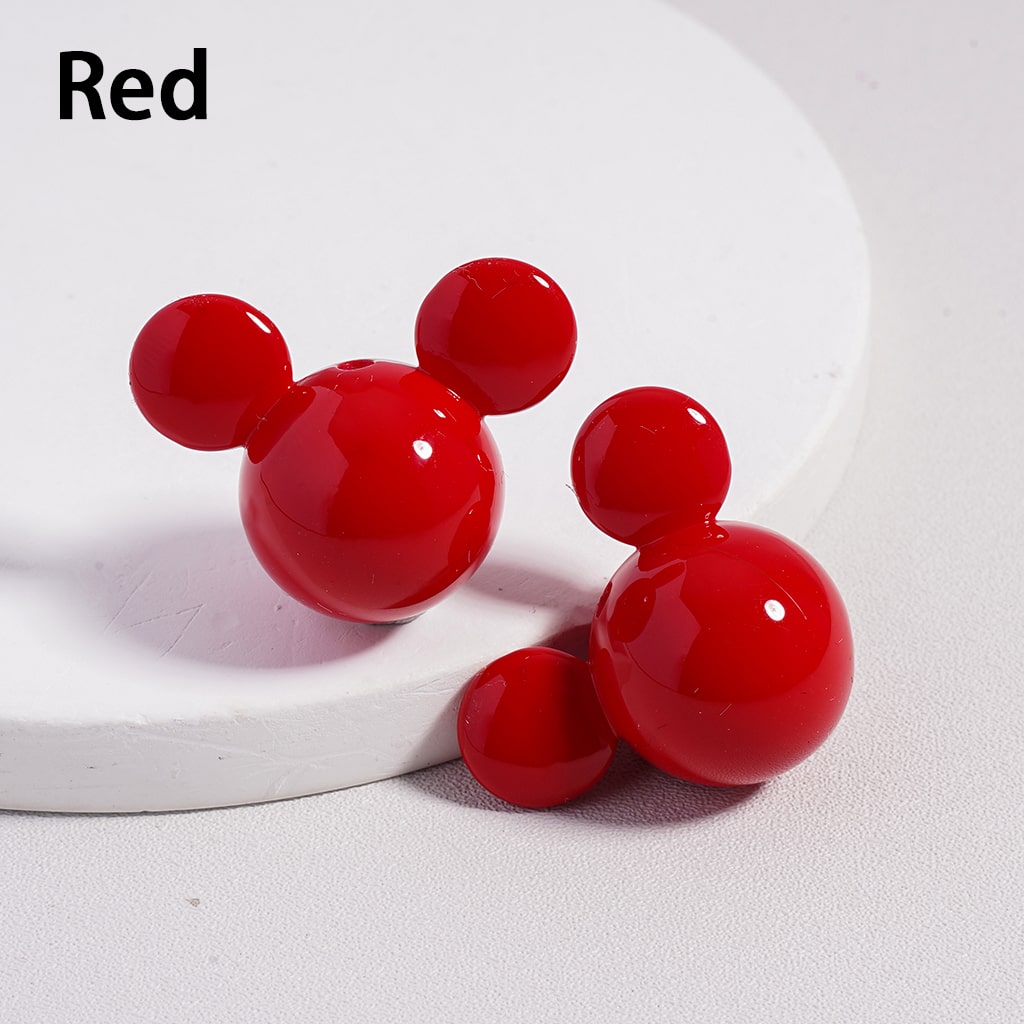 Acrylic Beads Stoving Varnish Shiny Micke Mouse Head, Multi-Color, 23*30MM (Can't Used for Pen)