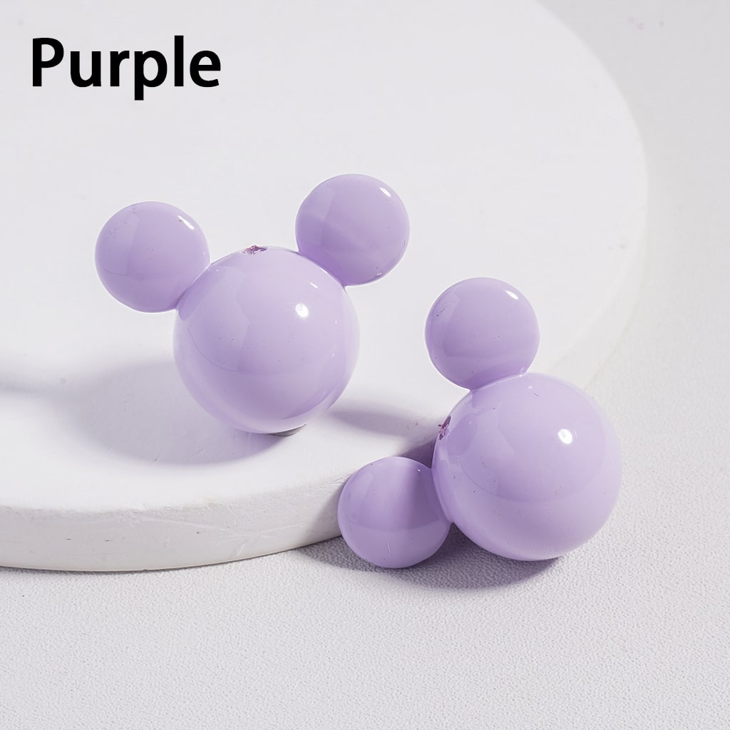 Acrylic Beads Stoving Varnish Shiny Micke Mouse Head, Multi-Color, 23*30MM (Can't Used for Pen)
