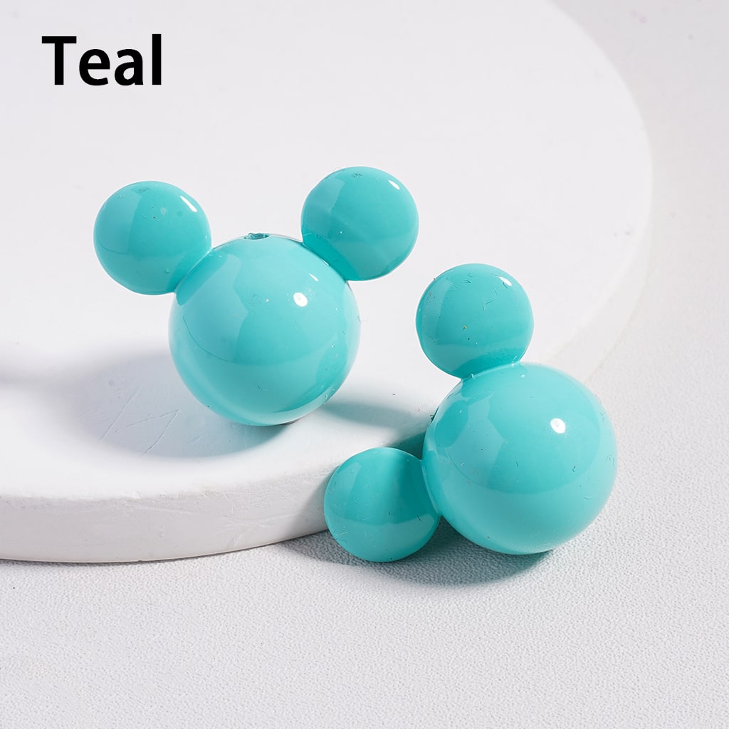 Acrylic Beads Stoving Varnish Shiny Micke Mouse Head, Multi-Color, 23*30MM (Can't Used for Pen)