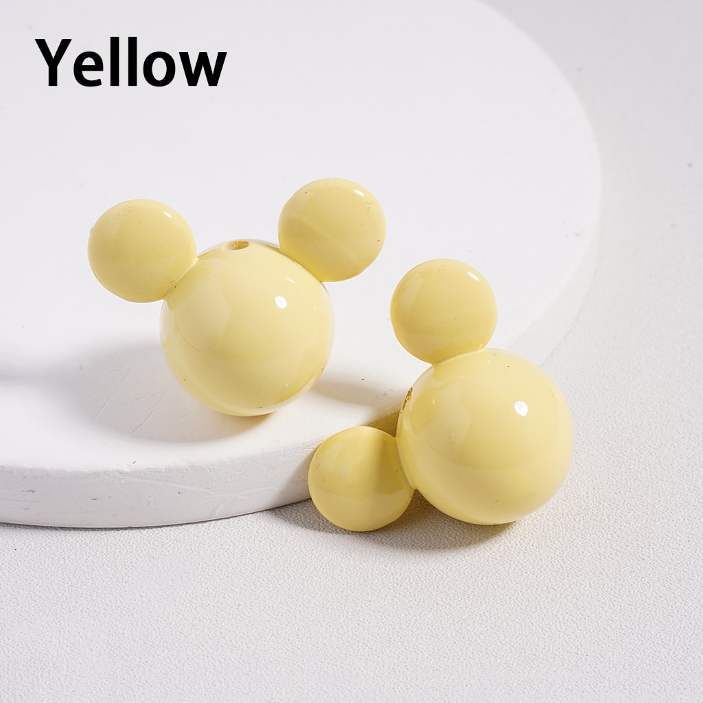 Acrylic Beads Stoving Varnish Shiny Micke Mouse Head, Multi-Color, 23*30MM (Can't Used for Pen)