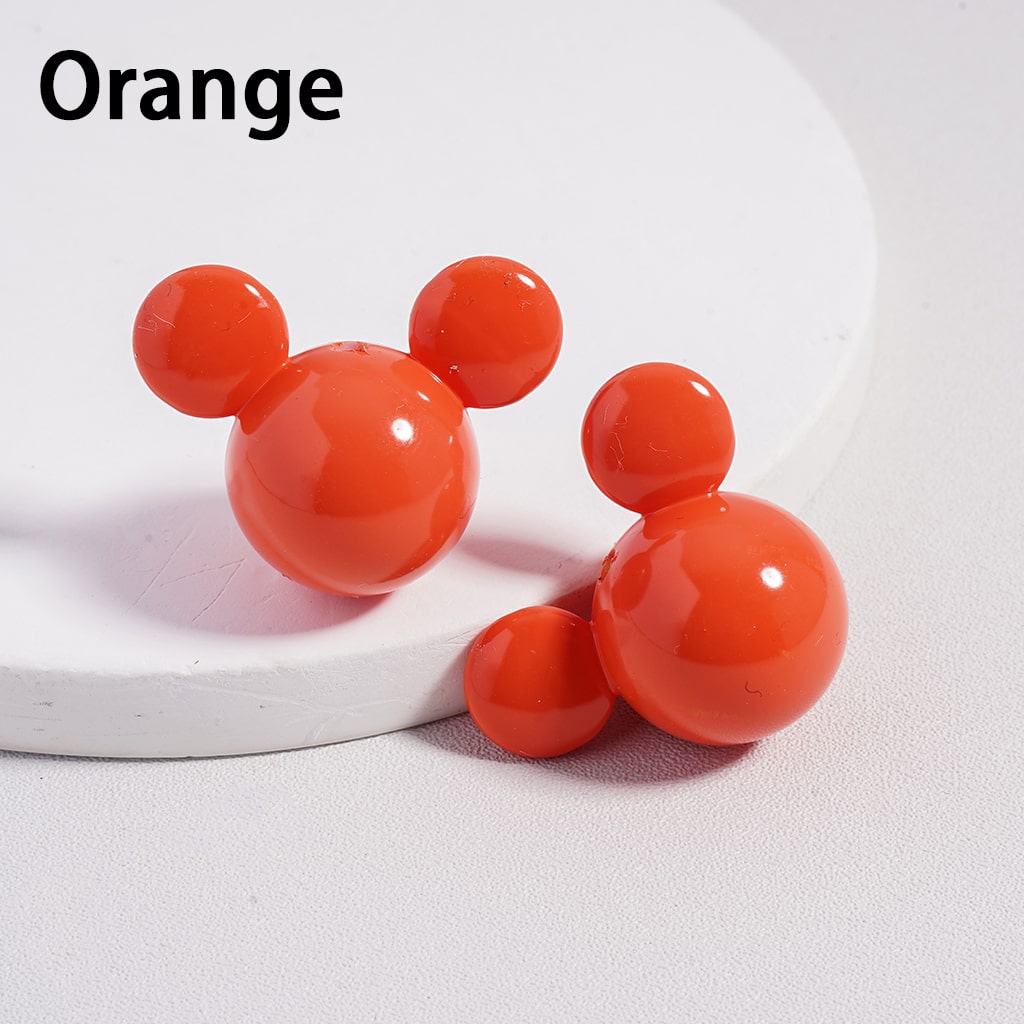 Acrylic Beads Stoving Varnish Shiny Micke Mouse Head, Multi-Color, 23*30MM (Can't Used for Pen)