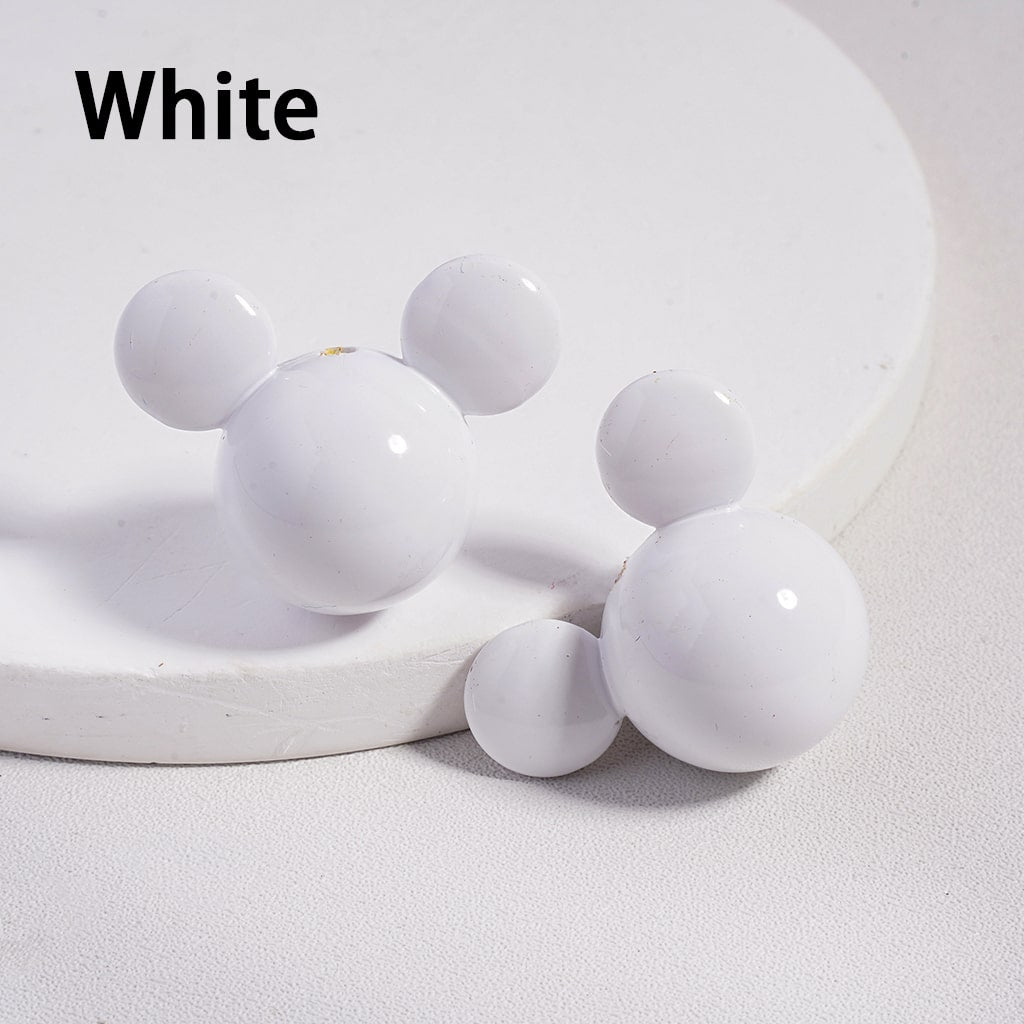 Acrylic Beads Stoving Varnish Shiny Micke Mouse Head, Multi-Color, 23*30MM (Can't Used for Pen)