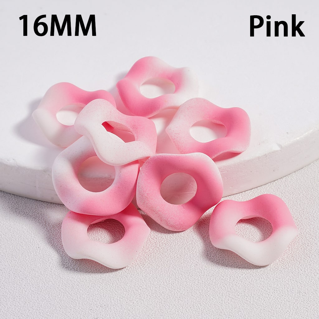 Acrylic Spacer Beads Frosted Matte Wavy Shape, Ombre Color, 16MM