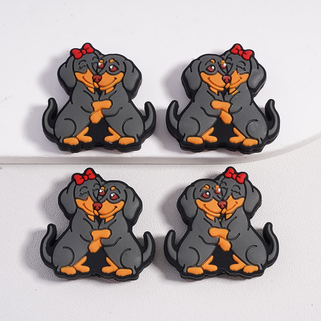 Silicone Focal Beads Cute Dachshund Sausage Dog Series
