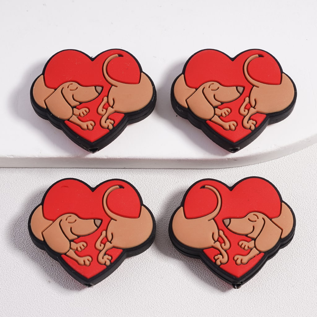 Silicone Focal Beads Cute Dachshund Sausage Dog Series