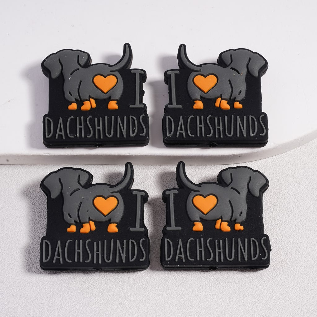 Silicone Focal Beads Cute Dachshund Sausage Dog Series